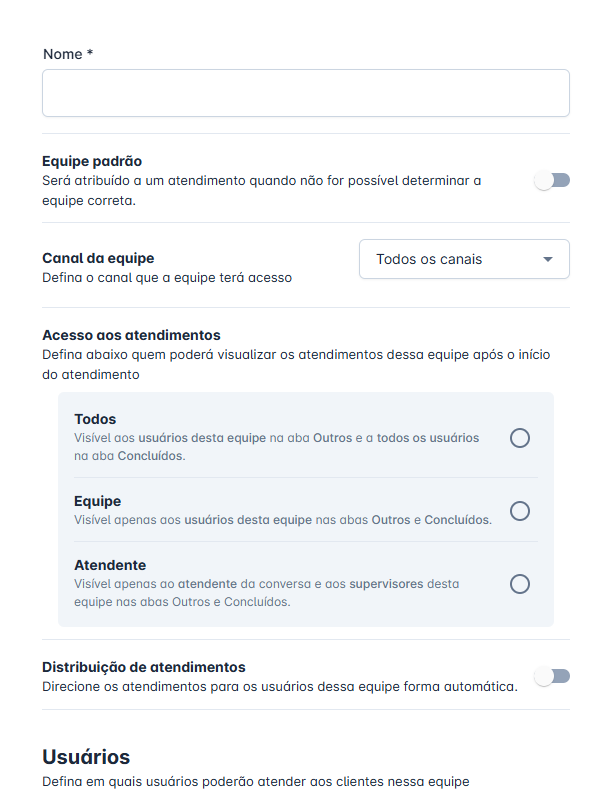 Painel real do Aios — criação e gestão de equipes